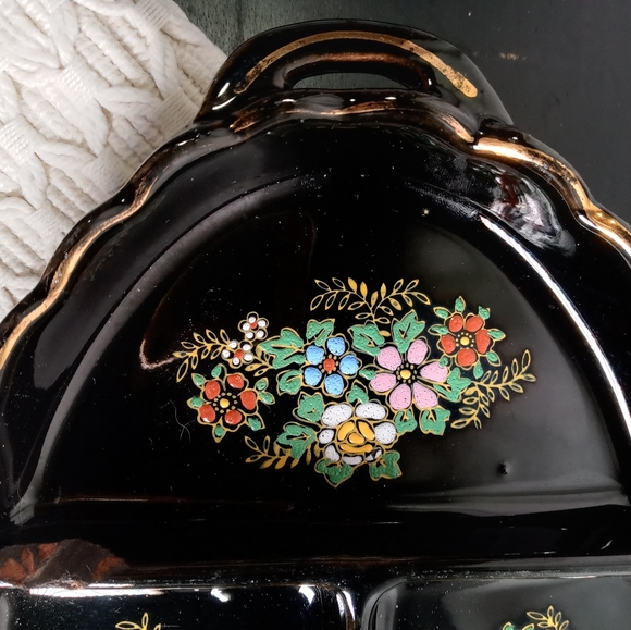 VINTAGE SNACK DISH TASHIRO SHOTEN JAPAN HAND PAINTED RAISED ENAMEL 1930s - Picture 2 of 10